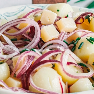 Baby Potato, Red Onion and Vegan Cheese Salad